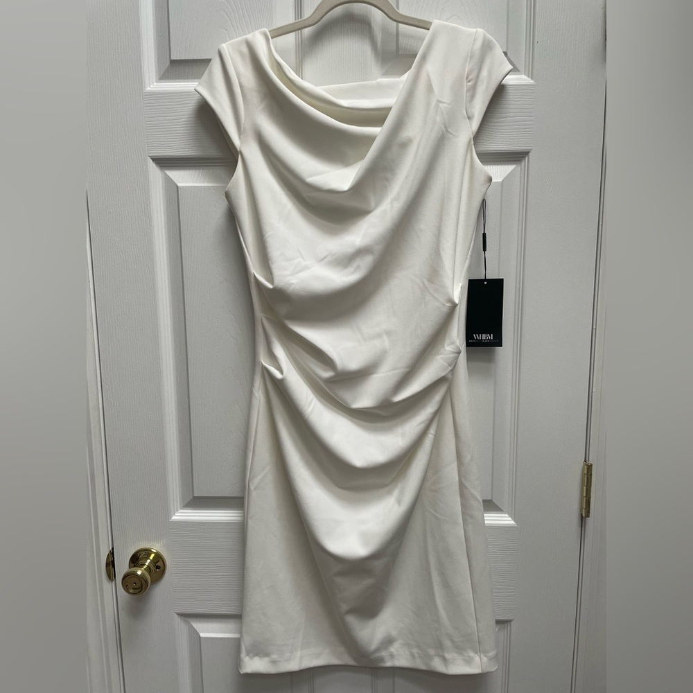 White House Black Market Elegant White Draped Dress NWT Size 10